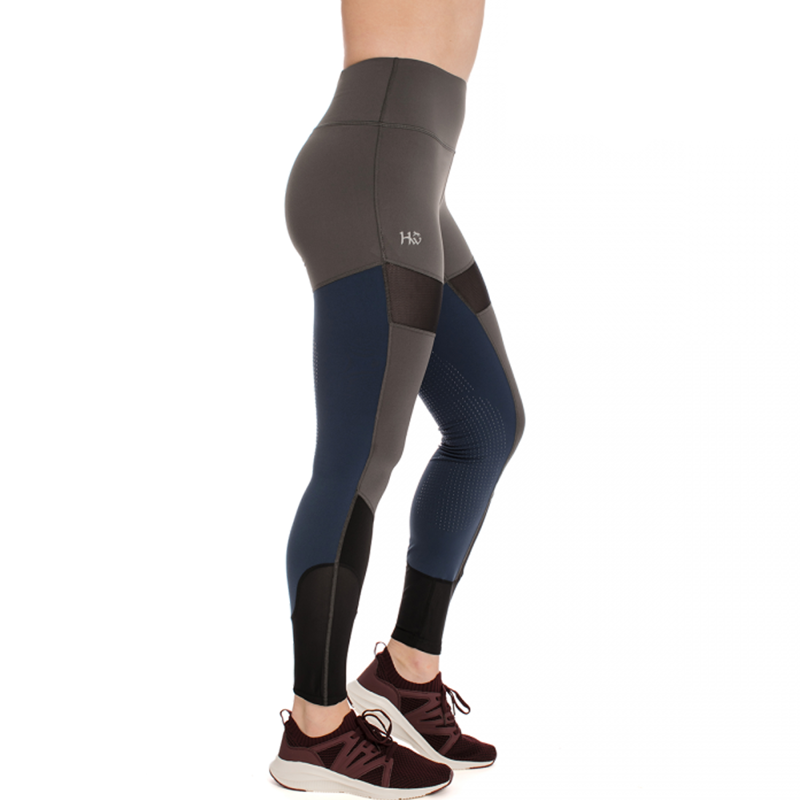 Horseware Fashion Riding Tights with Silicone Grip - Grey/Navy-2